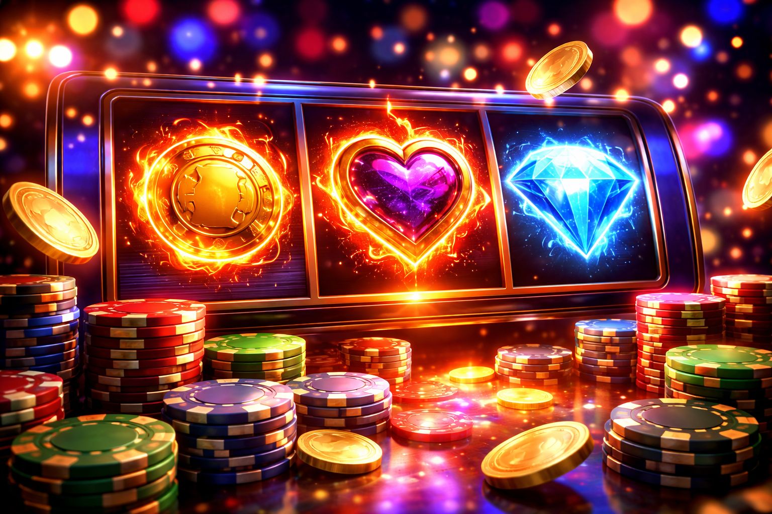 Feature-rich slot gameplay with bonus icons, animated reels, and a high-energy casino presentation.